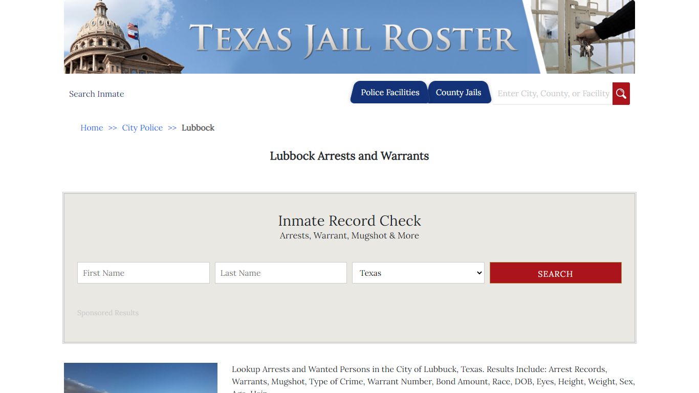 Lubbock Arrests and Warrants | Jail Roster Search