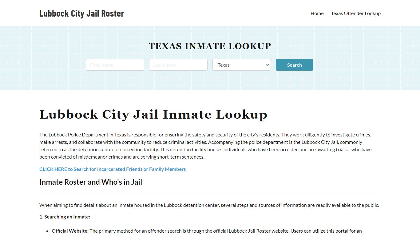 Lubbock Police Department & City Jail, TX Inmate Roster, Arrests, Mugshots